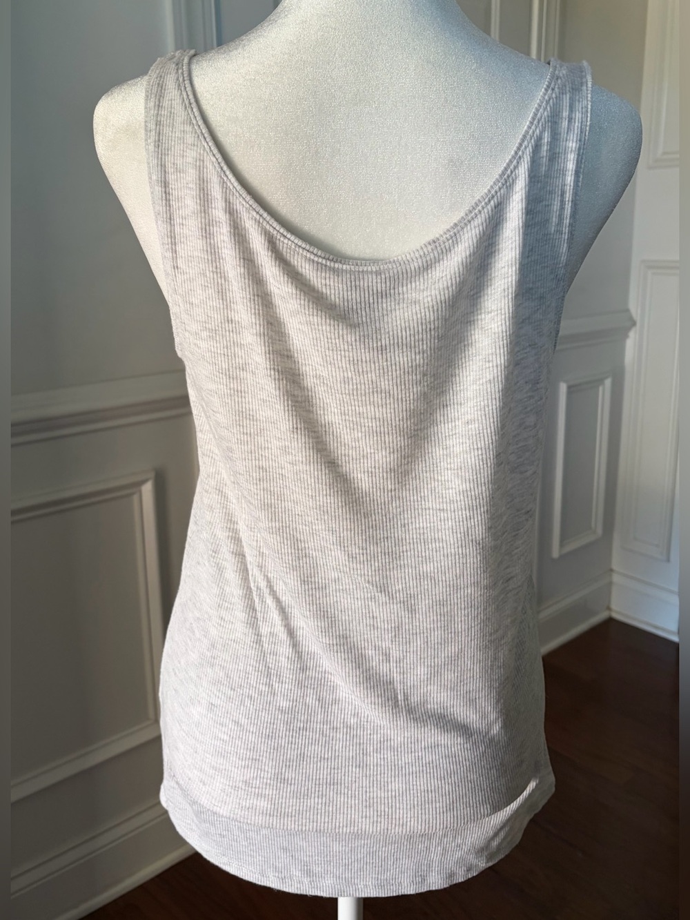 Eileen Fisher Soft Stretch Rib Knit Tank Top | Size Medium | Heather Gray - Picture 4 of 5